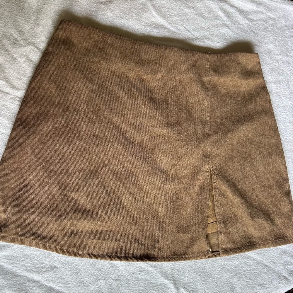 HYFVE Short Story Women's Brown Mini Pencil Skirt Front Side Slit L Brand New
